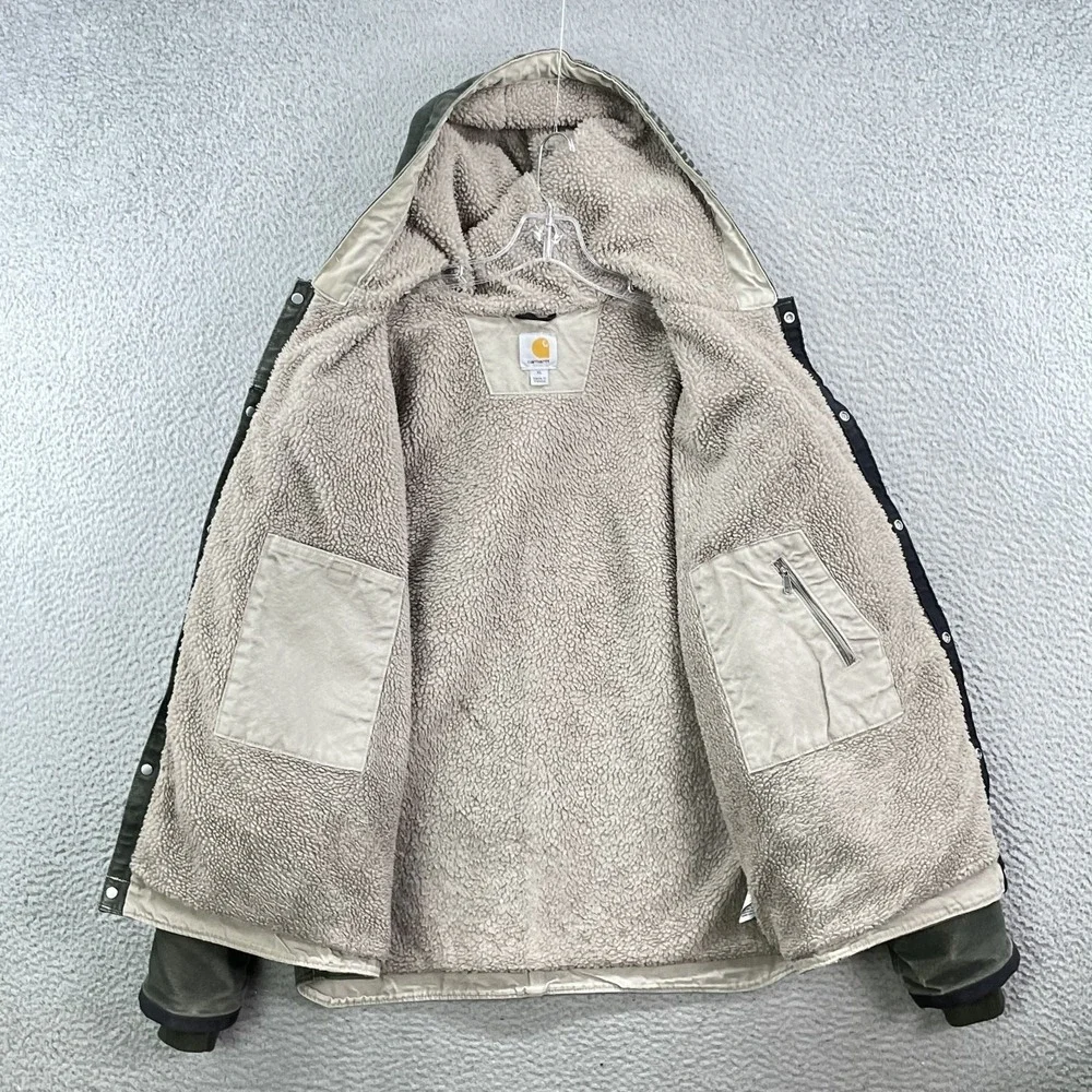 VTG Carhartt J284 Jacket Mens XL Canvas Sherpa Lined Barn Chore Workwear Utility